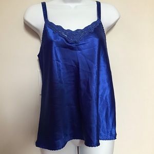 Royal blue camisole with lace neckline size L